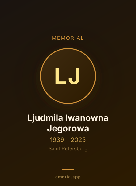 Memorial portrait of Ljudmila Iwanowna Jegorowa