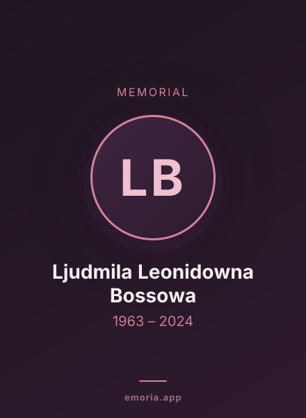 Memorial portrait of Ljudmila Leonidowna Bossowa