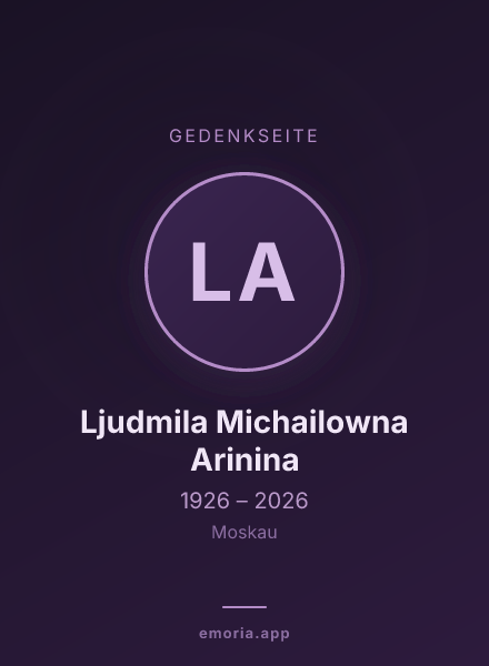 Gedenkportrait von Ljudmila Michailowna Arinina