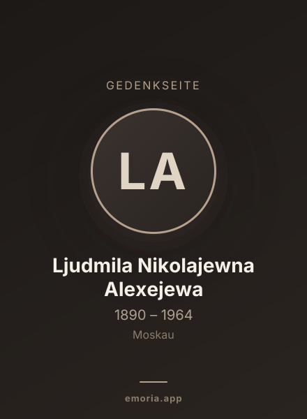 Gedenkportrait von Ljudmila Nikolajewna Alexejewa