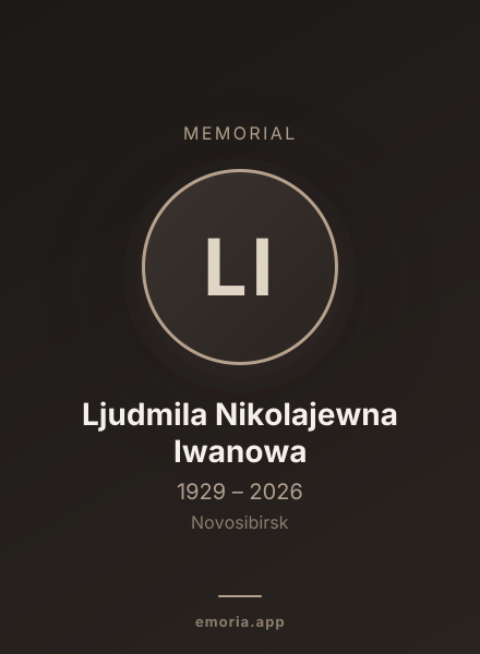 Memorial portrait of Ljudmila Nikolajewna Iwanowa