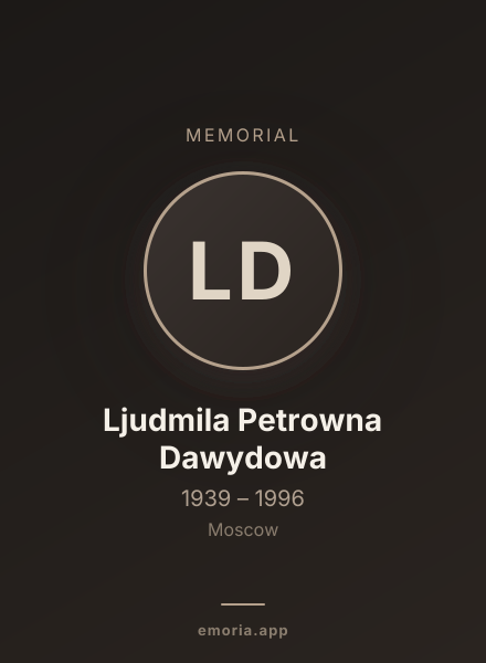 Memorial portrait of Ljudmila Petrowna Dawydowa