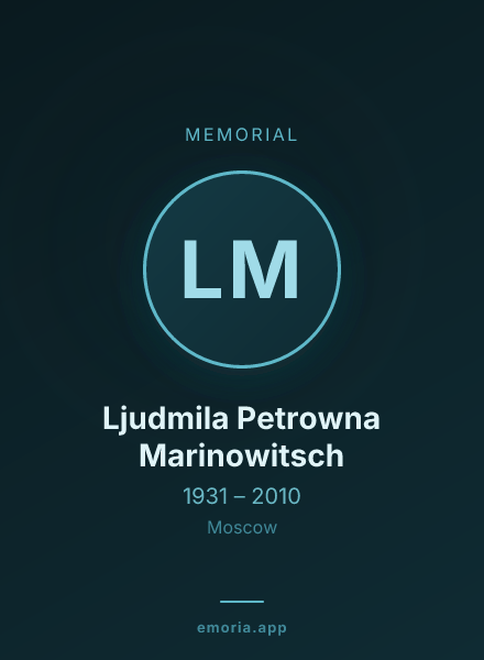 Memorial portrait of Ljudmila Petrowna Marinowitsch