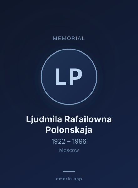 Memorial portrait of Ljudmila Rafailowna Polonskaja