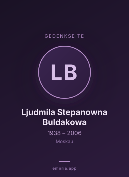 Gedenkportrait von Ljudmila Stepanowna Buldakowa