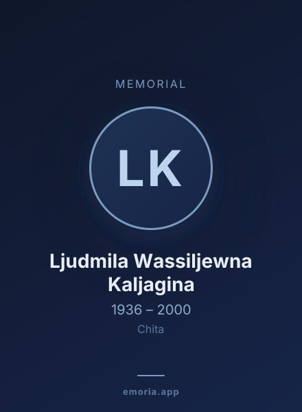 Memorial portrait of Ljudmila Wassiljewna Kaljagina
