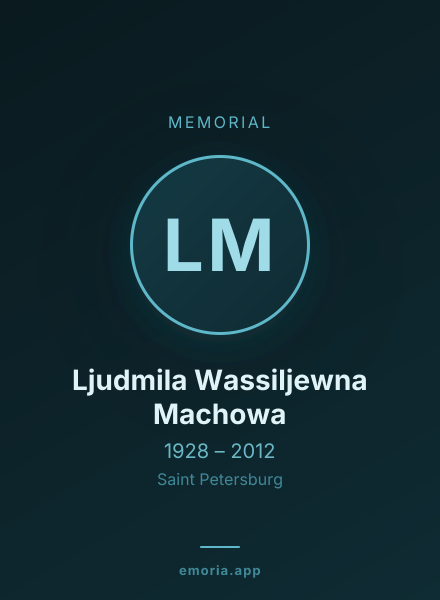 Memorial portrait of Ljudmila Wassiljewna Machowa