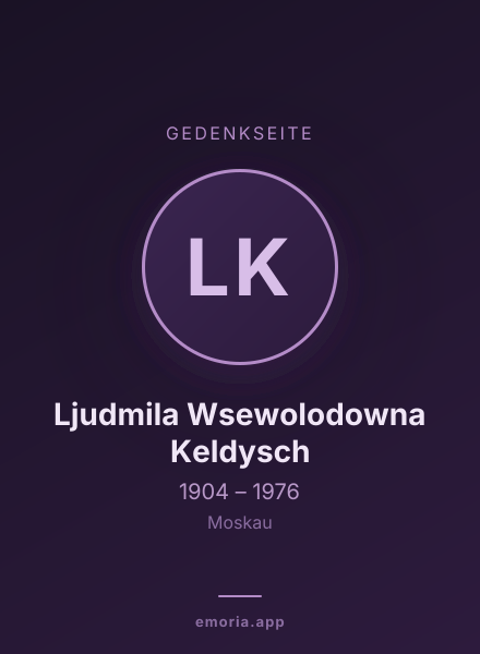 Gedenkportrait von Ljudmila Wsewolodowna Keldysch