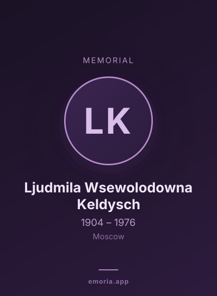Memorial portrait of Ljudmila Wsewolodowna Keldysch