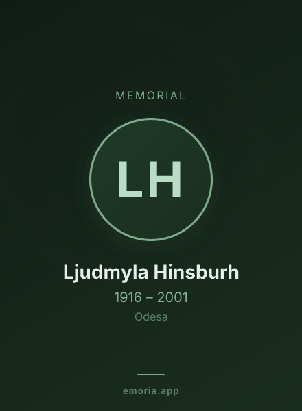 Memorial portrait of Ljudmyla Hinsburh