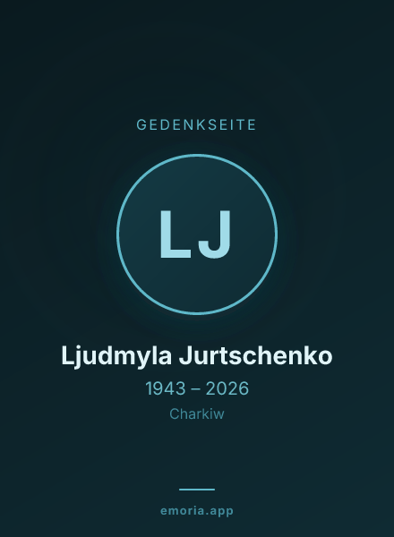 Gedenkportrait von Ljudmyla Jurtschenko
