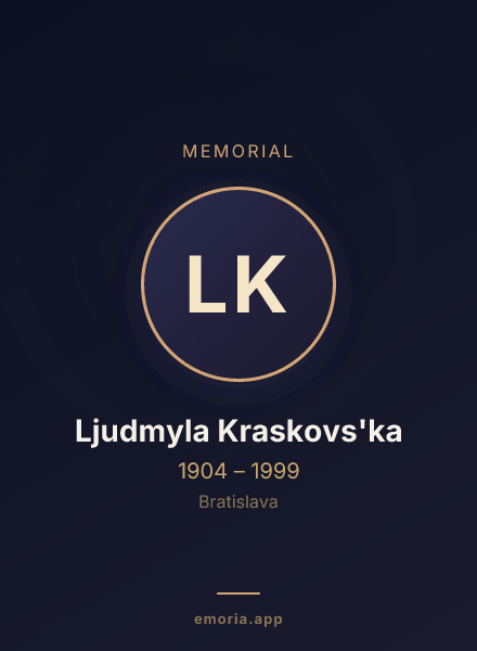 Memorial portrait of Ljudmyla Kraskovs'ka