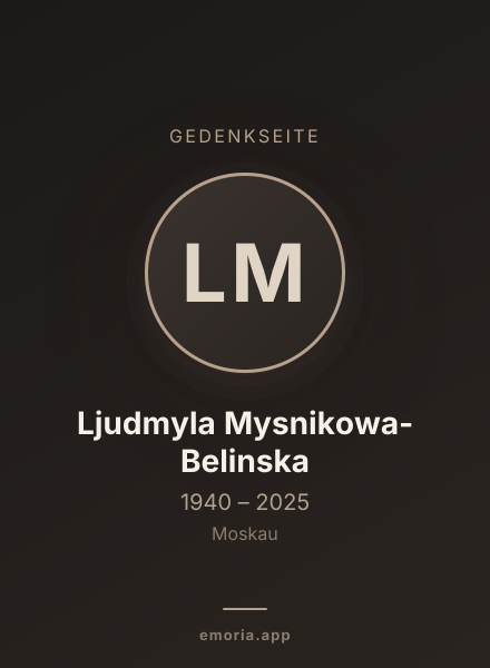 Gedenkportrait von Ljudmyla Mysnikowa-Belinska