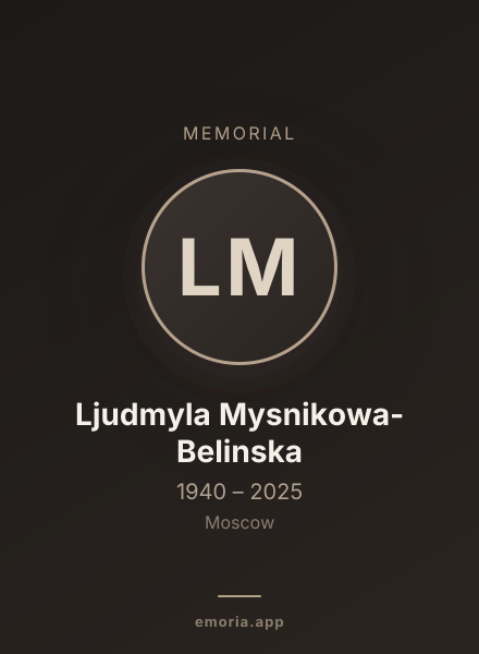 Memorial portrait of Ljudmyla Mysnikowa-Belinska