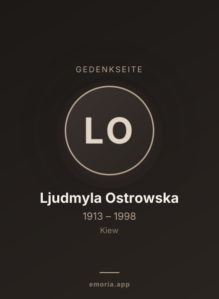 Gedenkportrait von Ljudmyla Ostrowska