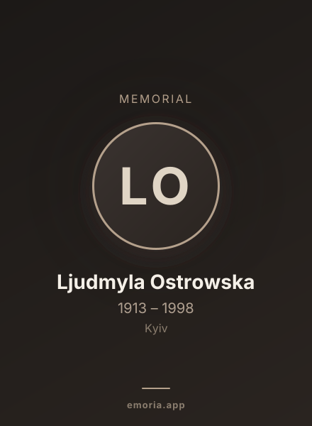 Memorial portrait of Ljudmyla Ostrowska