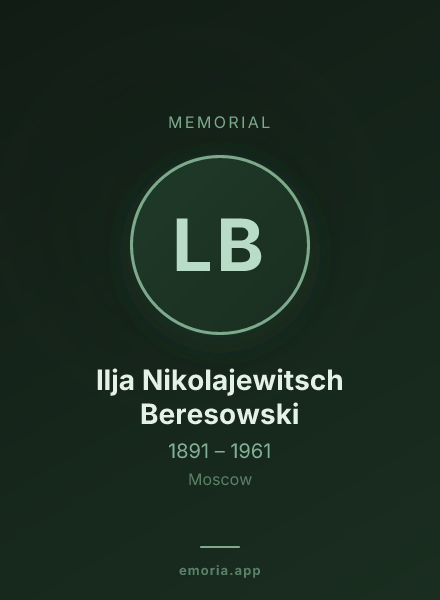 Memorial portrait of llja Nikolajewitsch Beresowski