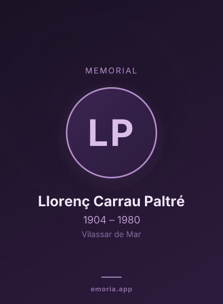 Memorial portrait of Llorenç Carrau Paltré