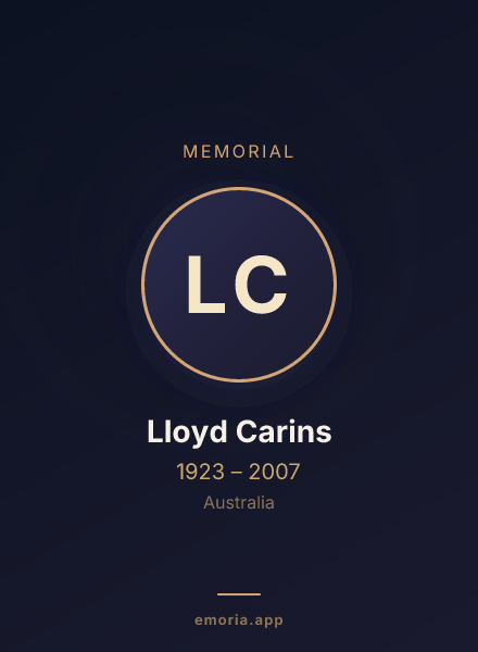 Memorial portrait of Lloyd Carins