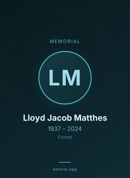 Memorial portrait of Lloyd Jacob Matthes