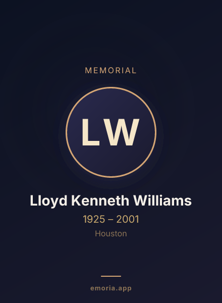 Memorial portrait of Lloyd Kenneth Williams