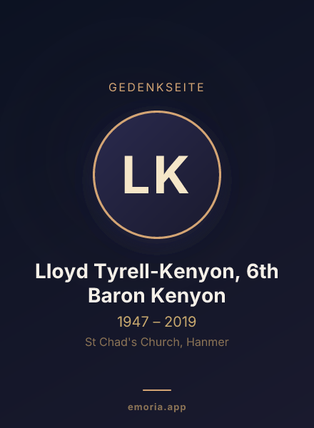 Gedenkportrait von Lloyd Tyrell-Kenyon, 6th Baron Kenyon