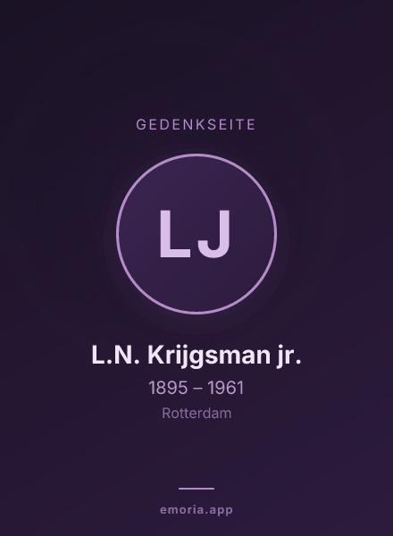 Gedenkportrait von L.N. Krijgsman jr.