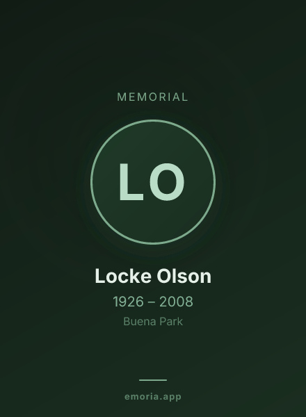 Memorial portrait of Locke Olson