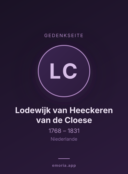 Gedenkportrait von Lodewijk van Heeckeren van de Cloese