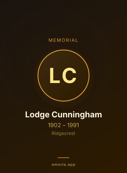 Memorial portrait of Lodge Cunningham