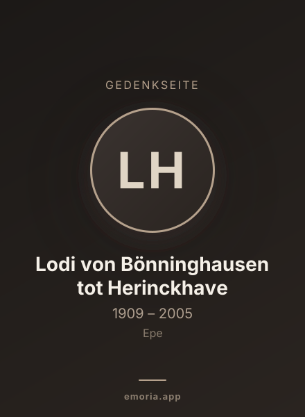 Gedenkportrait von Lodi von Bönninghausen tot Herinckhave