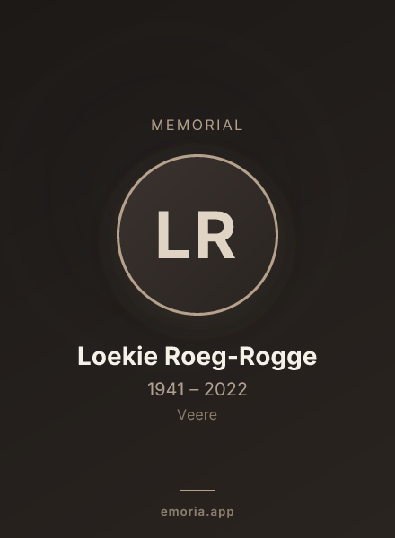 Memorial portrait of Loekie Roeg-Rogge