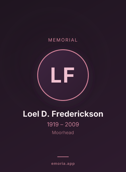 Memorial portrait of Loel D. Frederickson