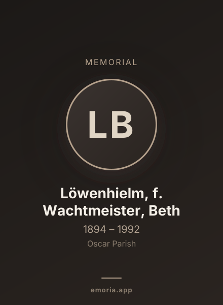Memorial portrait of Löwenhielm, f. Wachtmeister, Beth