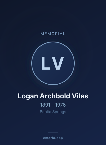 Memorial portrait of Logan Archbold Vilas