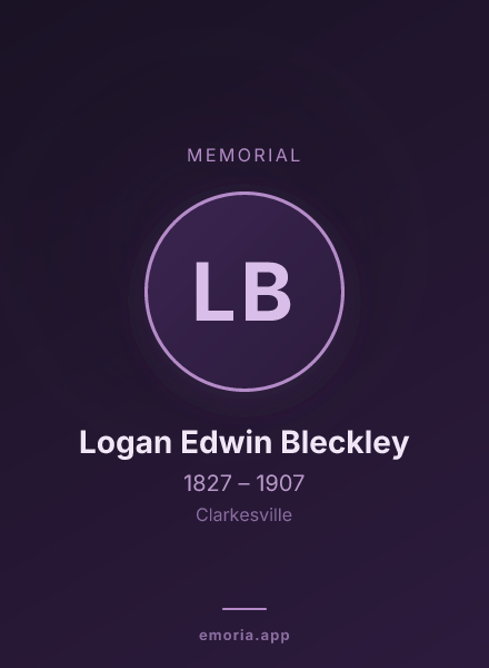 Memorial portrait of Logan Edwin Bleckley