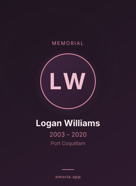 Memorial portrait of Logan Williams