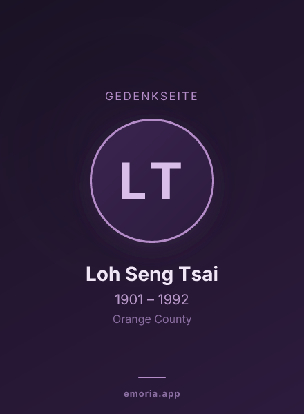 Gedenkportrait von Loh Seng Tsai