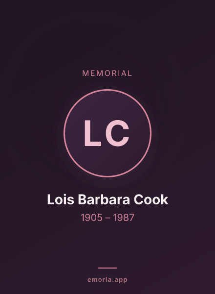 Memorial portrait of Lois Barbara Cook