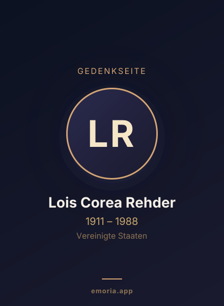 Gedenkportrait von Lois Corea Rehder