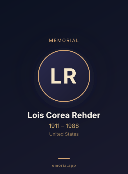 Memorial portrait of Lois Corea Rehder