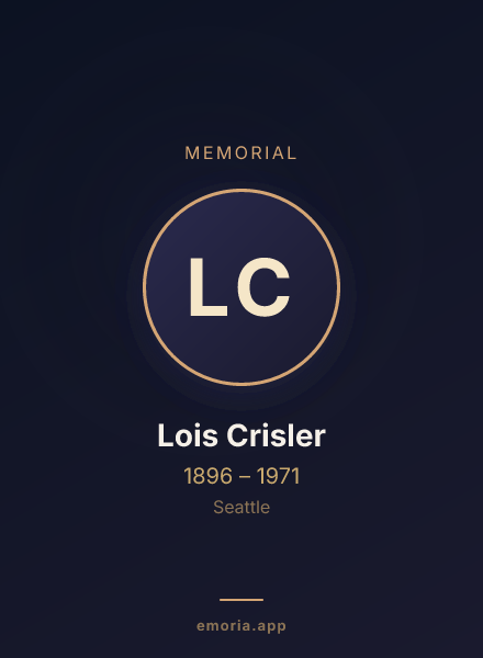 Memorial portrait of Lois Crisler