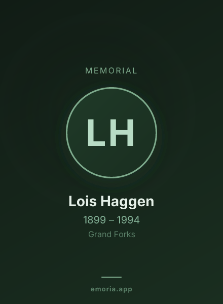Memorial portrait of Lois Haggen