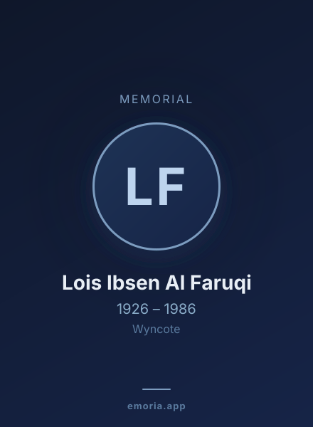 Memorial portrait of Lois Ibsen Al Faruqi