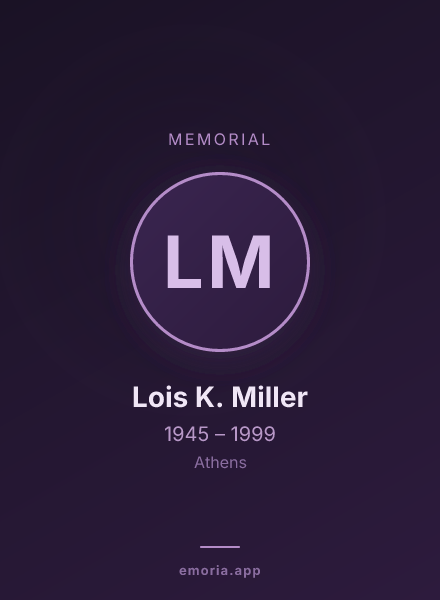 Memorial portrait of Lois K. Miller