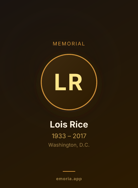 Memorial portrait of Lois Rice