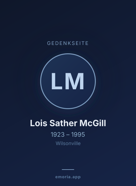 Gedenkportrait von Lois Sather McGill