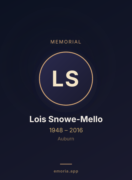 Memorial portrait of Lois Snowe-Mello