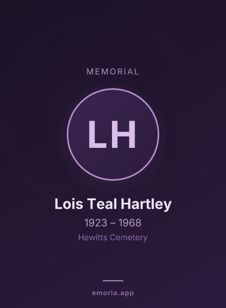 Memorial portrait of Lois Teal Hartley