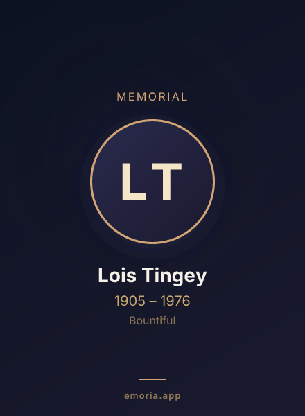 Memorial portrait of Lois Tingey